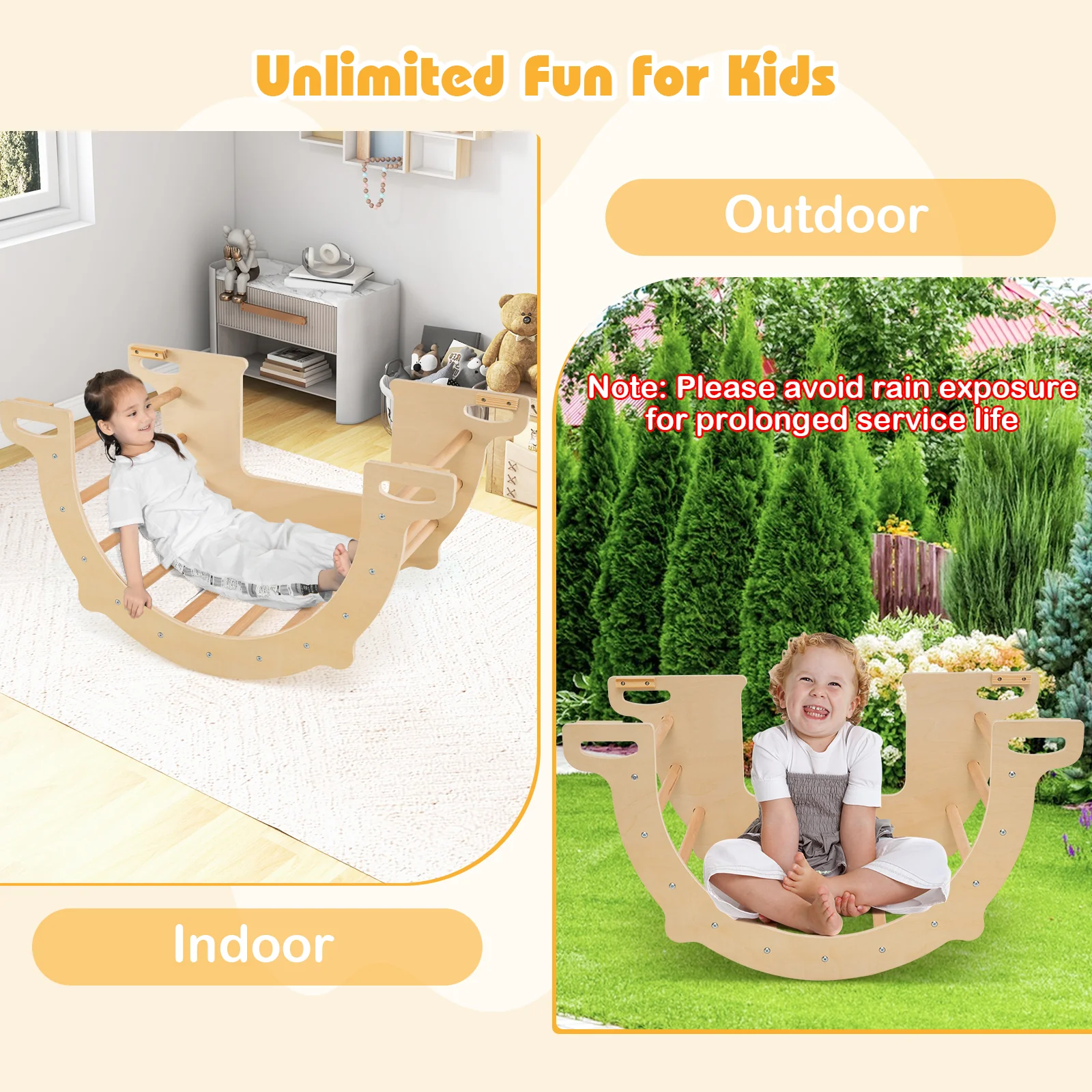 8 in 1 Climbing Arch Sensory Table for Kids with Collapsible Storage Bin for 3+ Years Old-Natural - Image 8