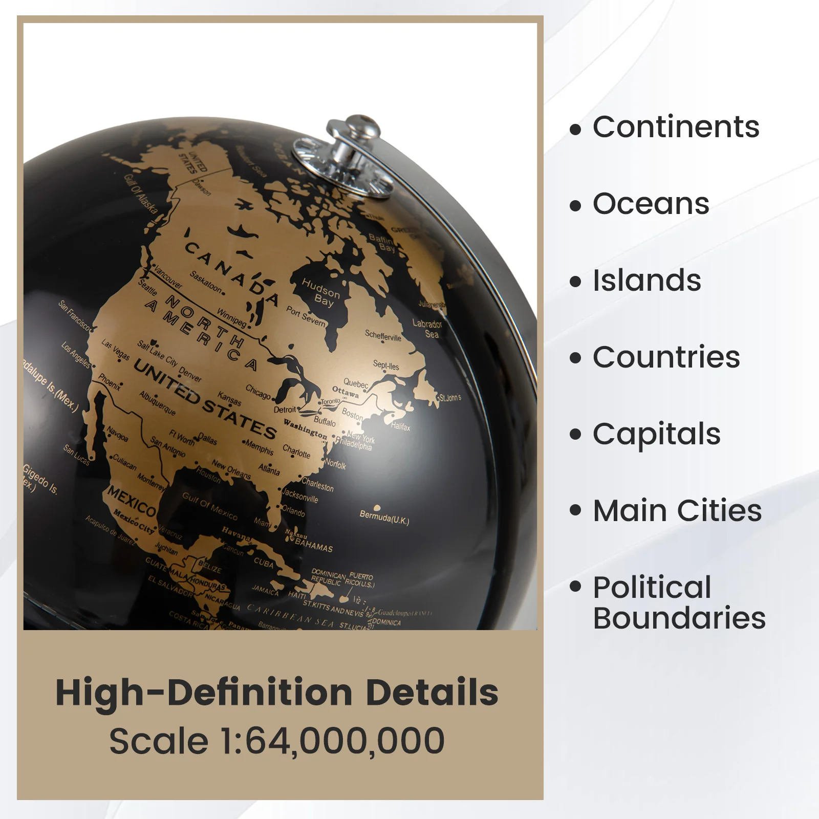 8" World Globe Modern Decorative Tabletop Earth Globe - Image 15