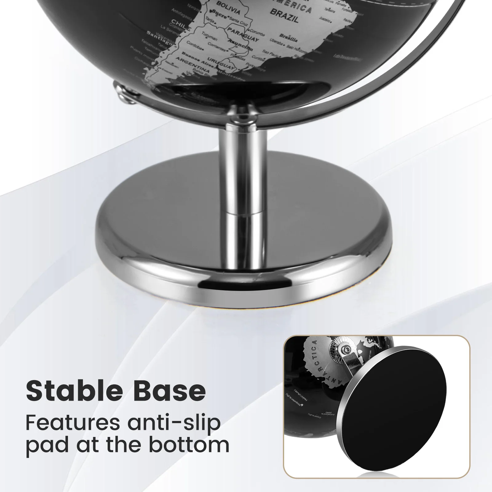 8" World Globe Modern Decorative Tabletop Earth Globe - Image 8