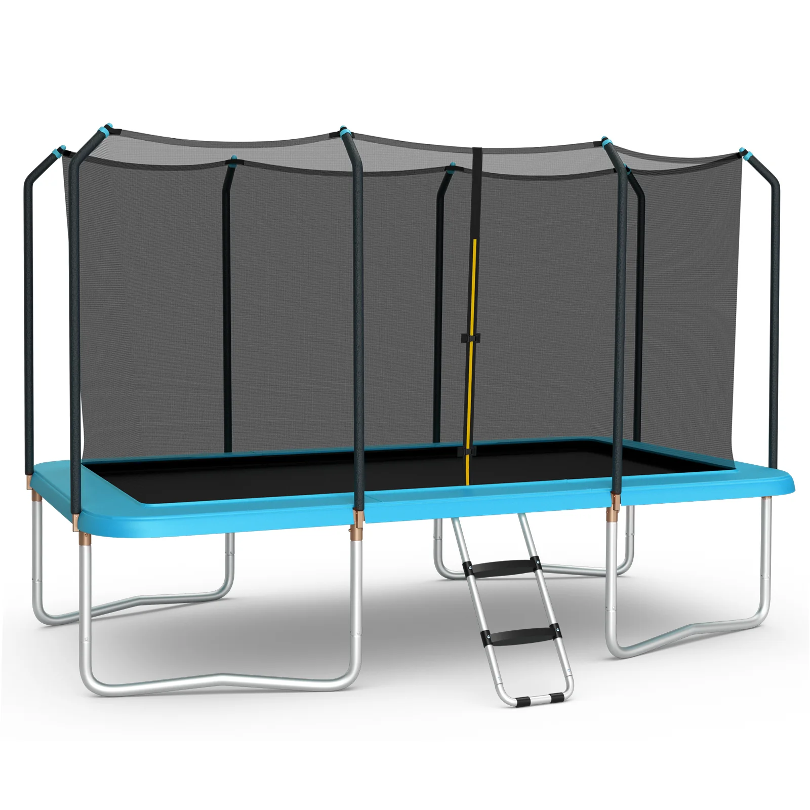 8 x 14 Feet Rectangular Recreational Trampoline with Safety Enclosure Net and Ladder - Image 2