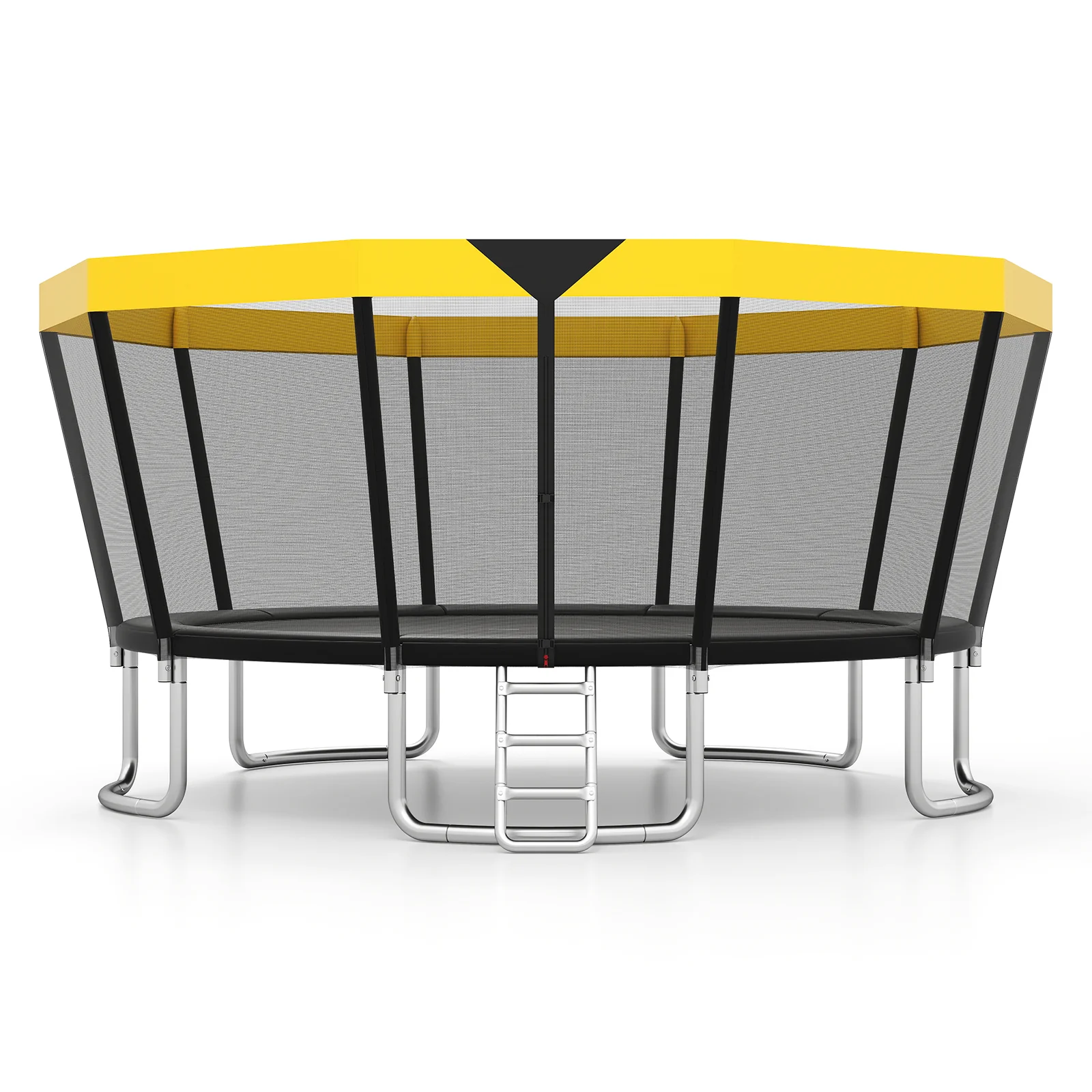 ASTM Compliant Recreational Trampoline with Non-Slip Ladder-Yellow - Image 2