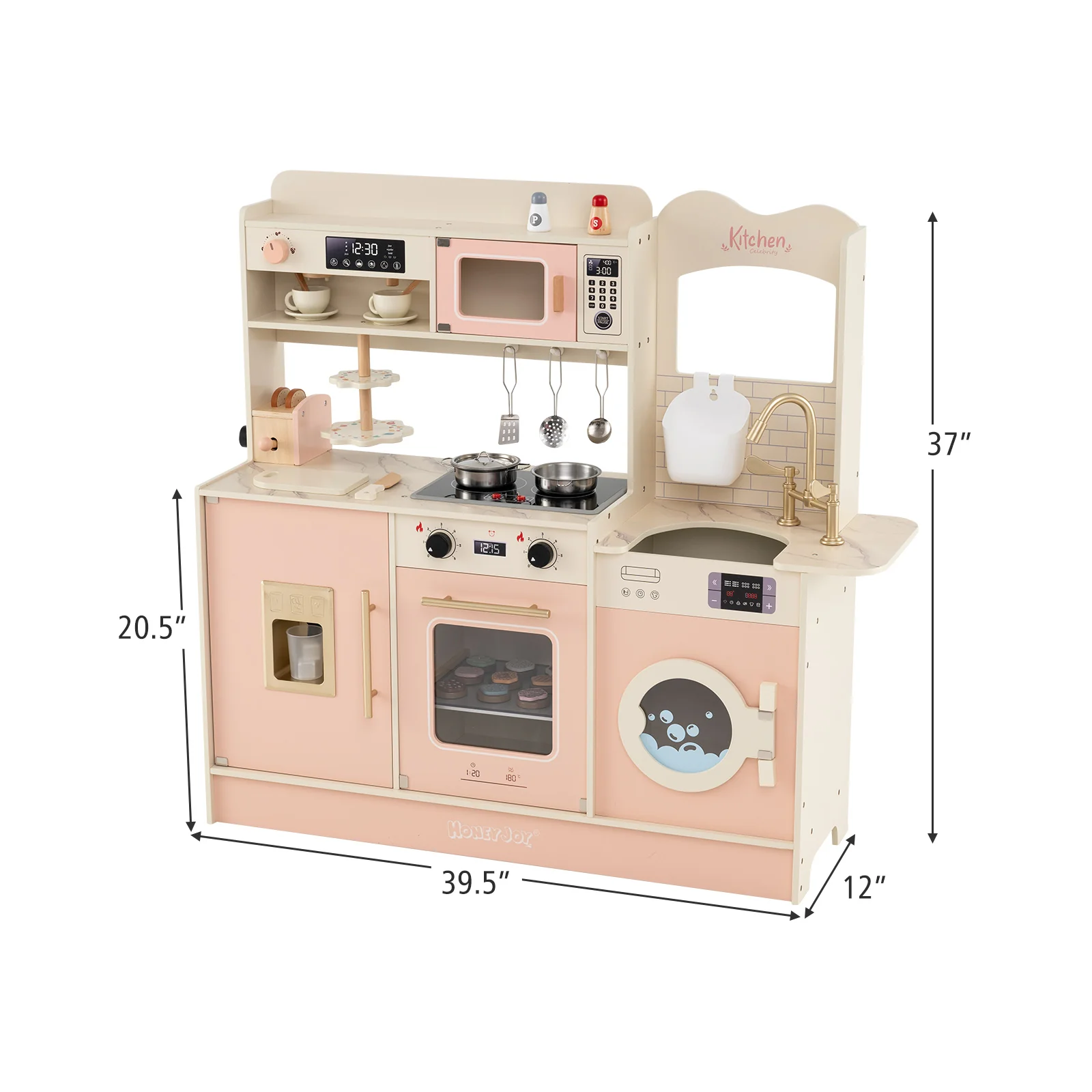 Children Pretend Toy Kitchen Playset with Light and Sound - Image 4