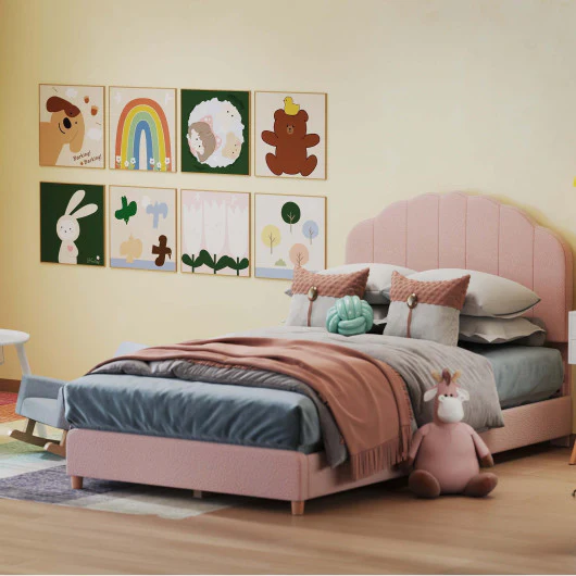 Children’s Room Furniture Bundle: Twin Pink Bed  Blue & Pink Rocking Chairs  Storage End Table - Image 4