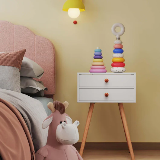 Children’s Room Furniture Bundle: Twin Pink Bed  Blue & Pink Rocking Chairs  Storage End Table - Image 6