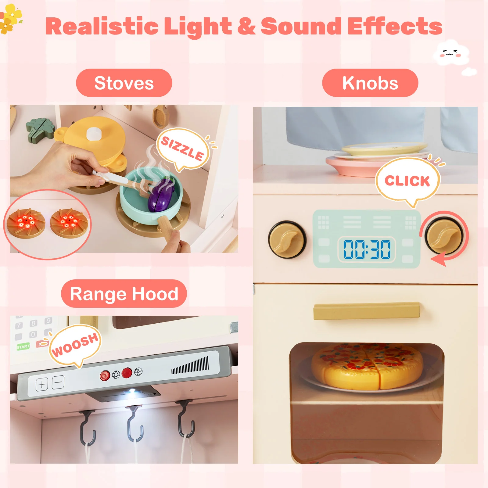 Corner Play Kitchen with Lights and Sounds for Ages 3+ - Image 12