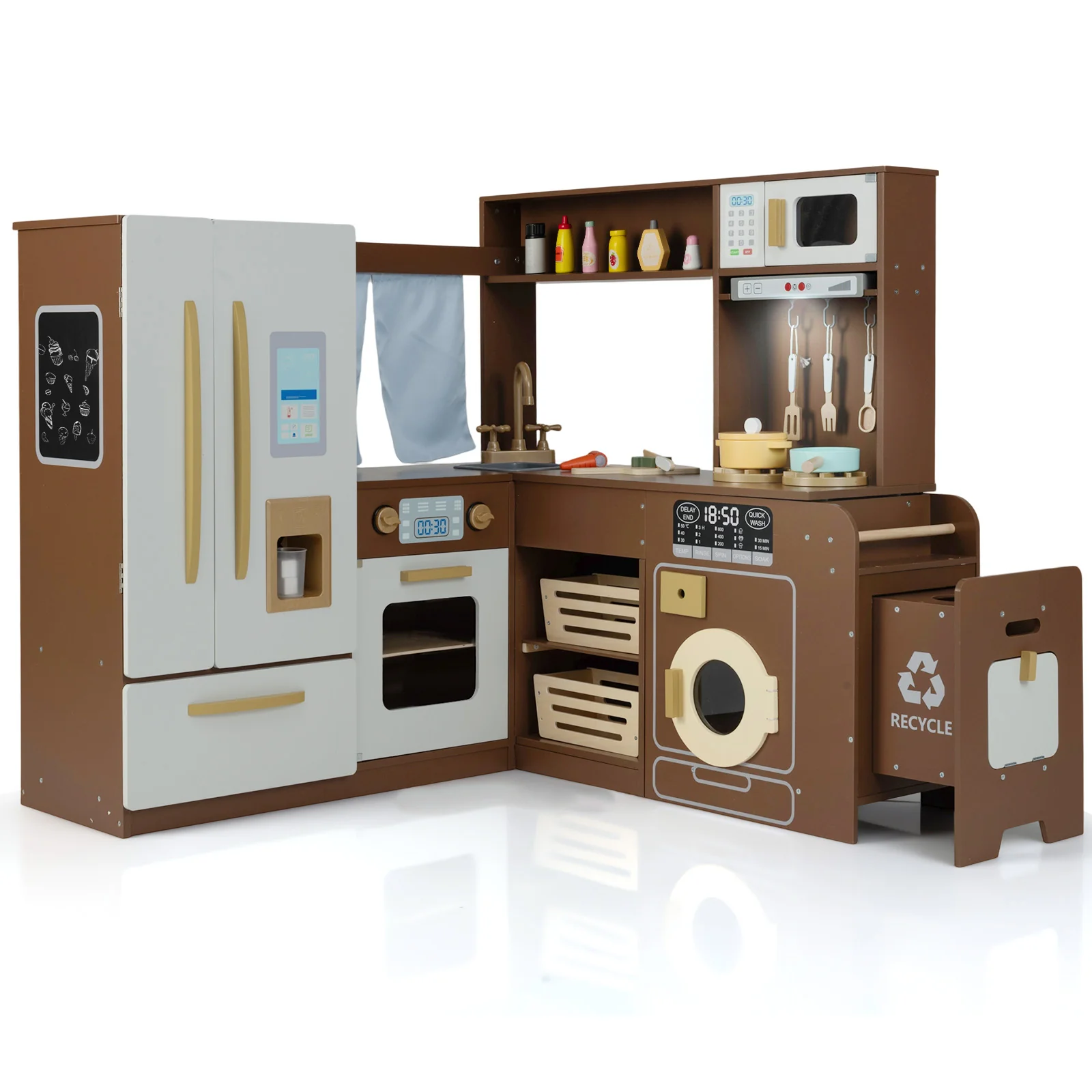 Corner Play Kitchen with Lights and Sounds for Ages 3+ - Image 2