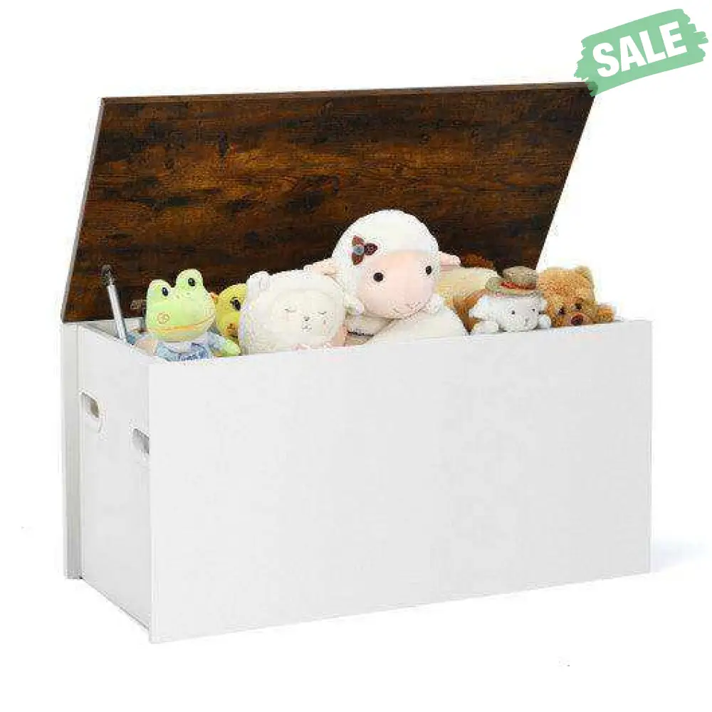 Flip-top Storage Chest with Self-hold Cover and Pneumatic Rod-White - Image 3