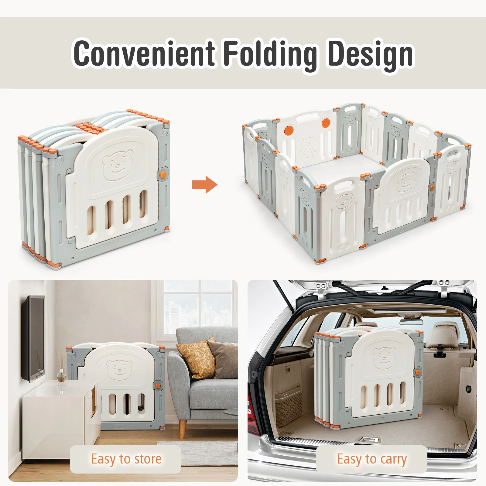 Foldable Baby Playpen 14 Panel Activity Center Safety Play Yard - Image 6