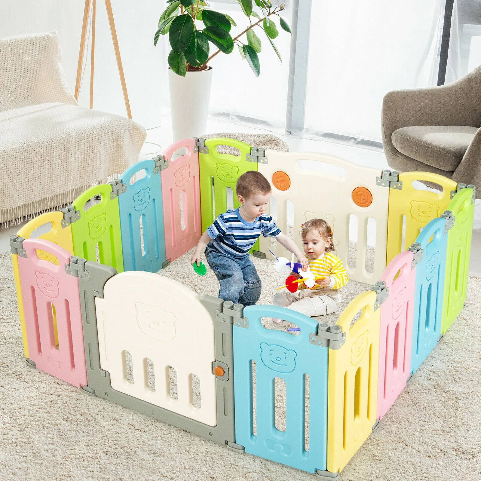 Foldable Baby Playpen 14 Panel Activity Center Safety Play Yard - Image 9