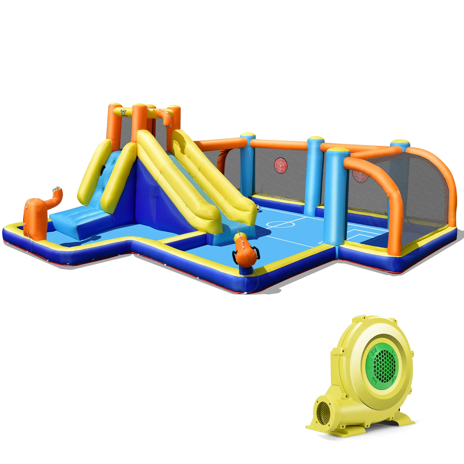 Giant Soccer-Themed Inflatable Water Slide with 735W Blower - Image 3