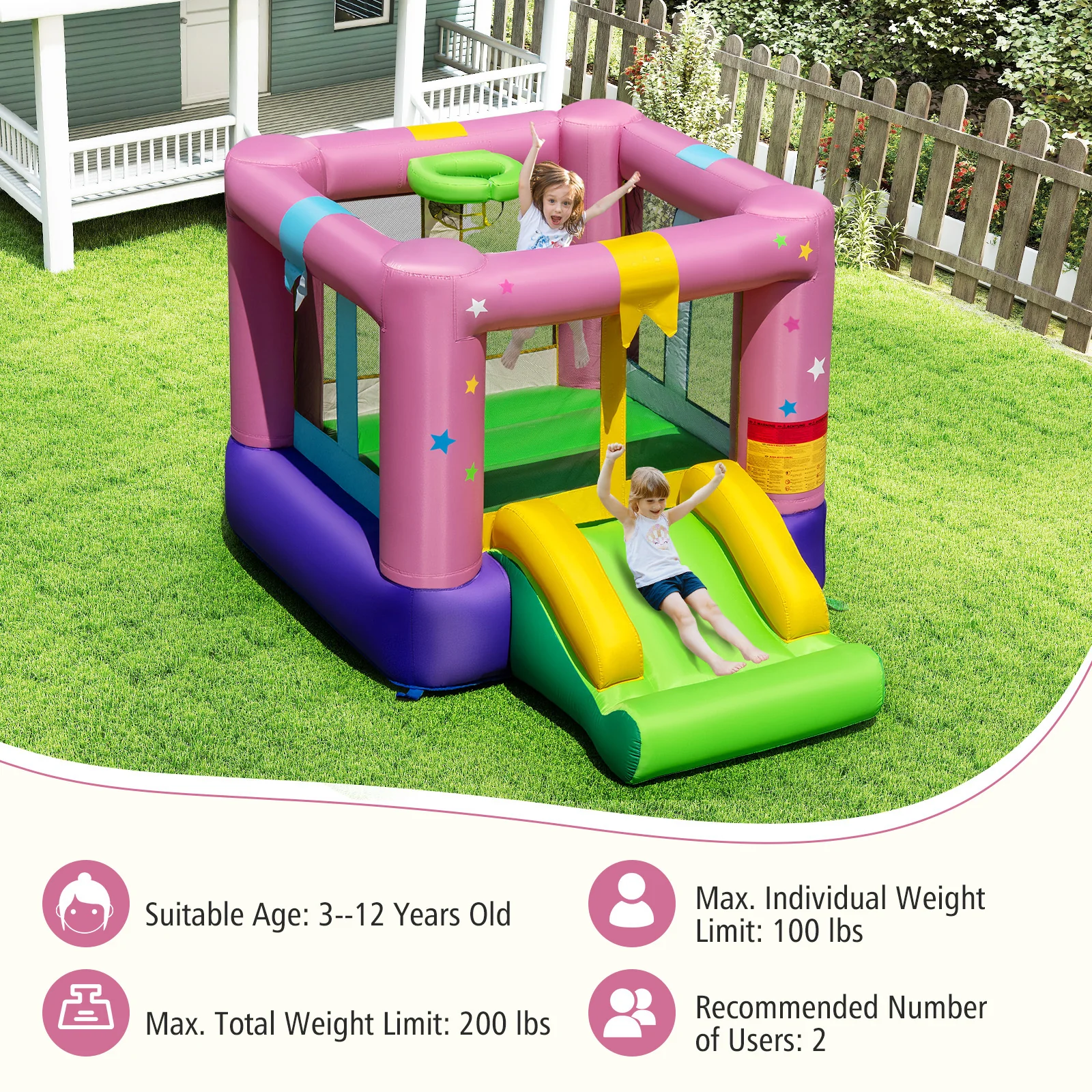Inflatable Bounce House with 480W Blower and Carrying Bag for Party - Image 5