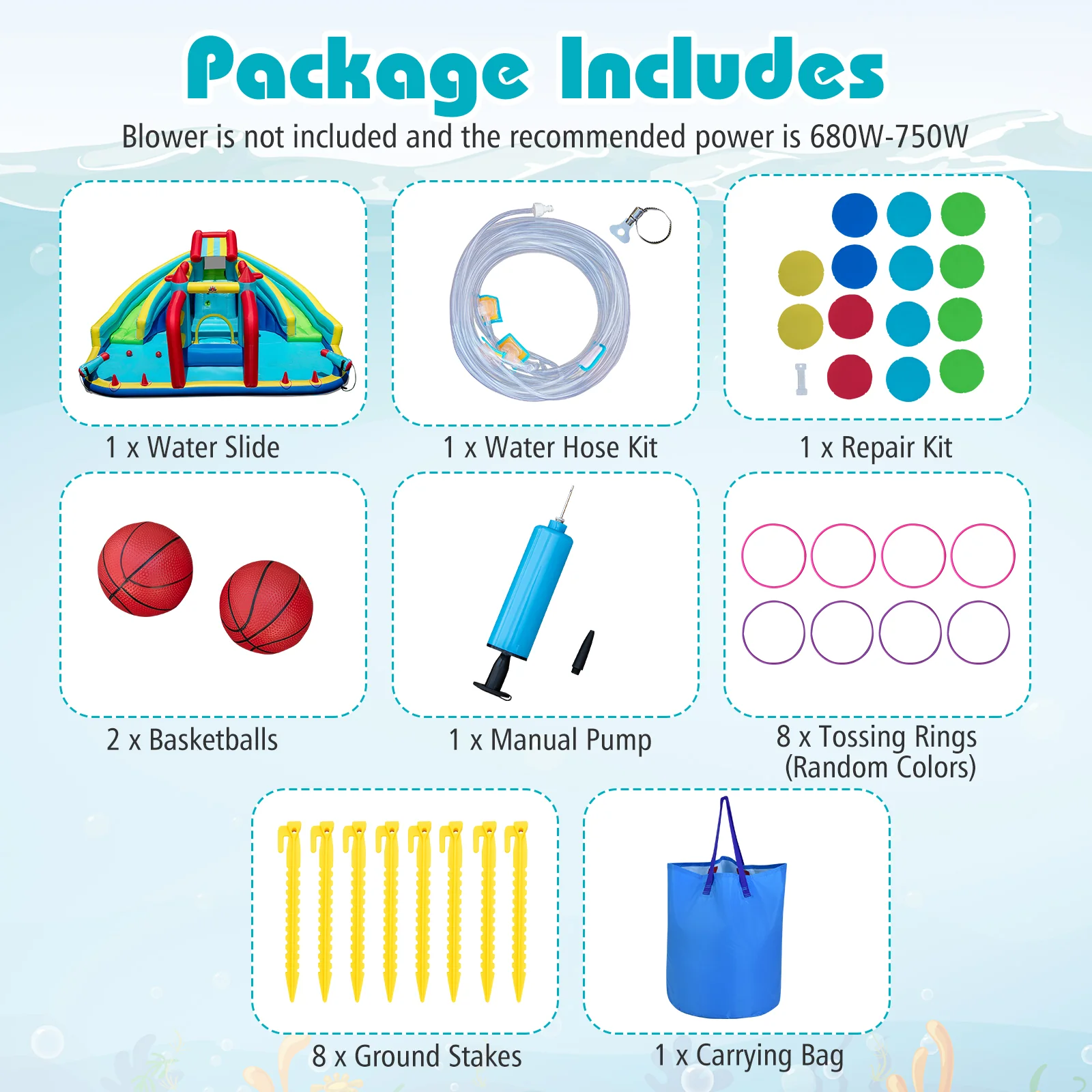 Inflatable Double Water Slide Park with Obstacle Course and Basketball Hoops - Image 4