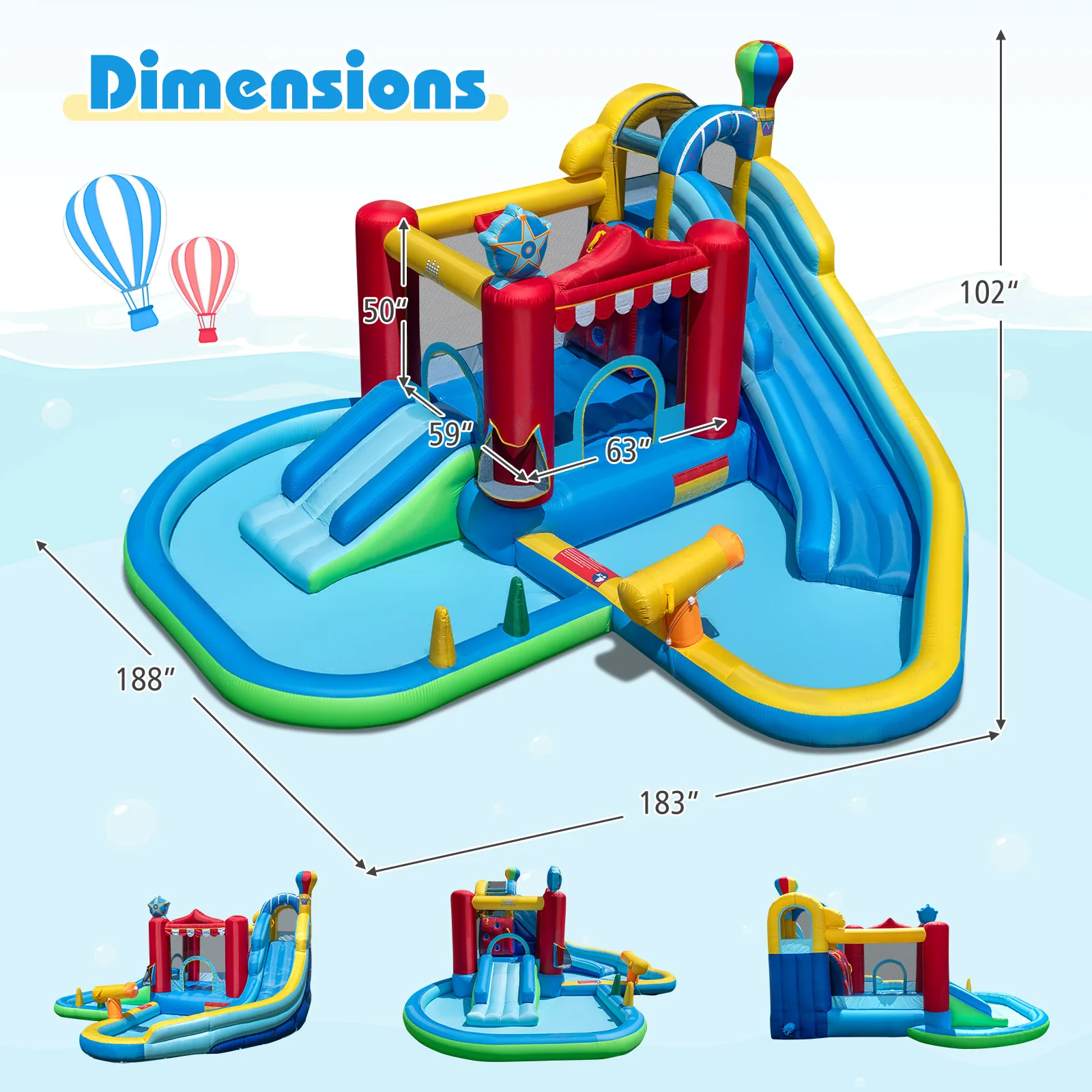 Inflatable Water Park with Splash Pool  50 Ocean Balls and 750W Blower - Image 4