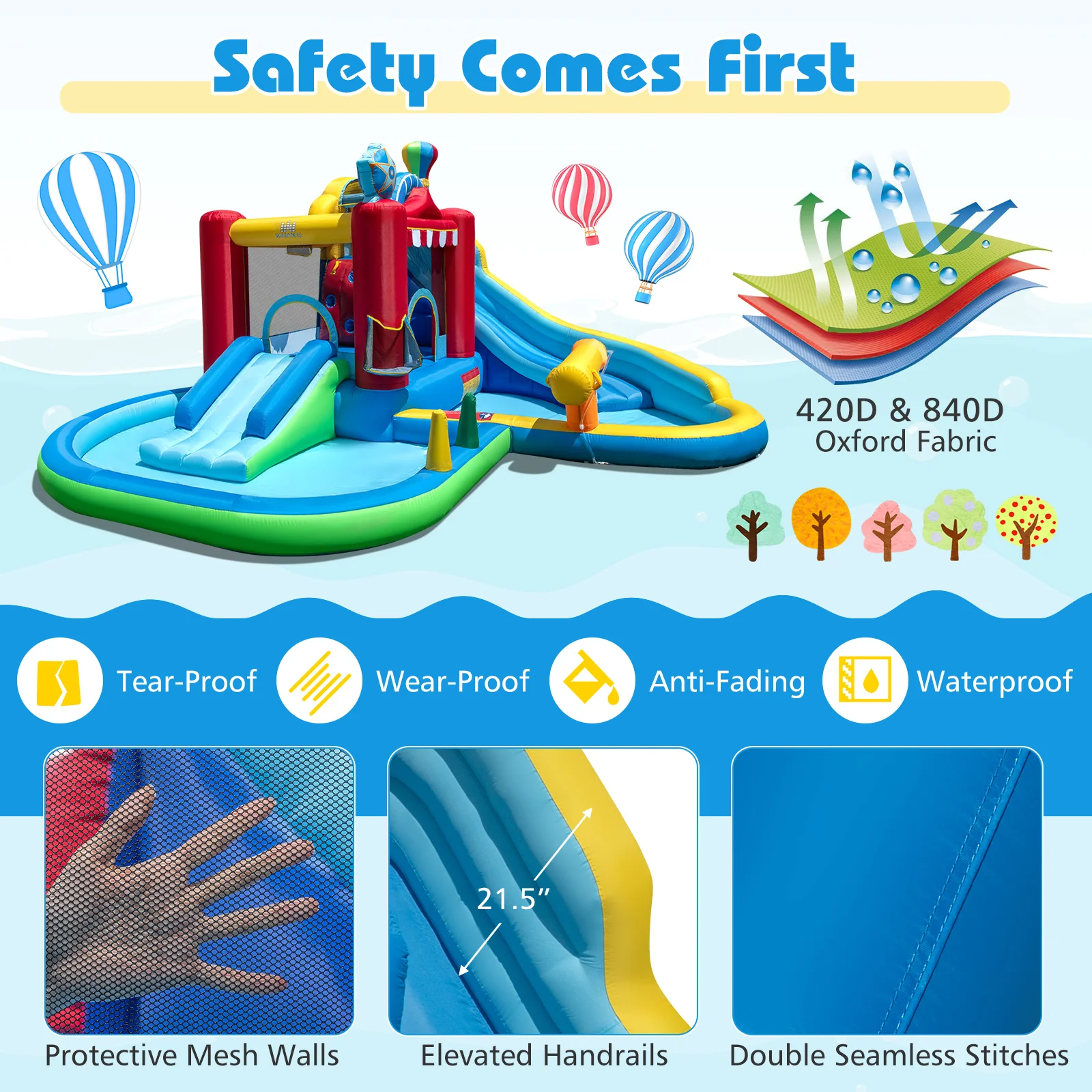 Inflatable Water Park with Splash Pool  50 Ocean Balls and 750W Blower - Image 8