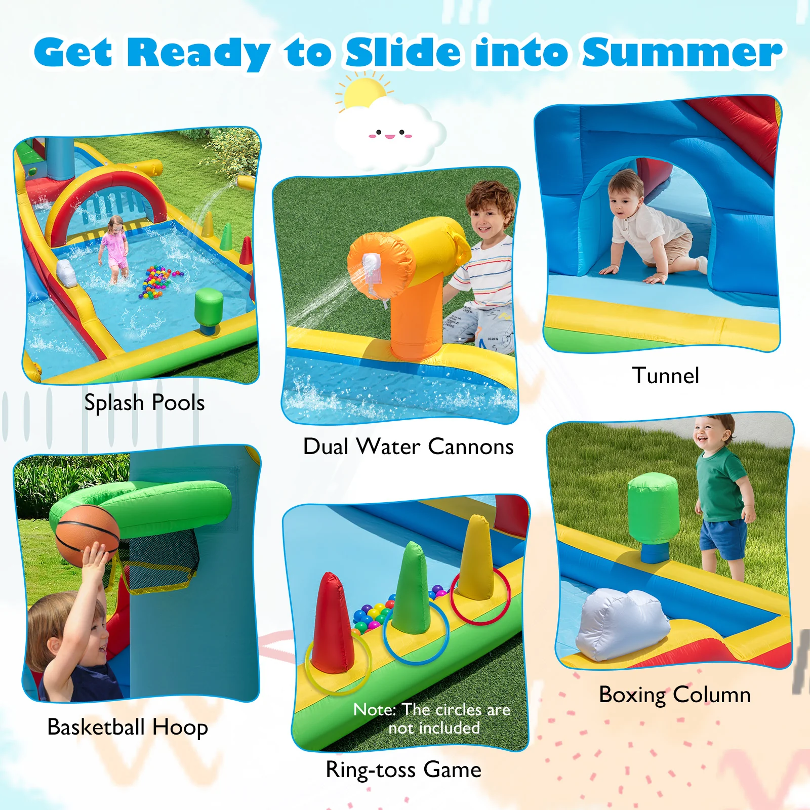 Inflatable Water Slide Giant Water Park with Long Slide Jumping Area - Image 7