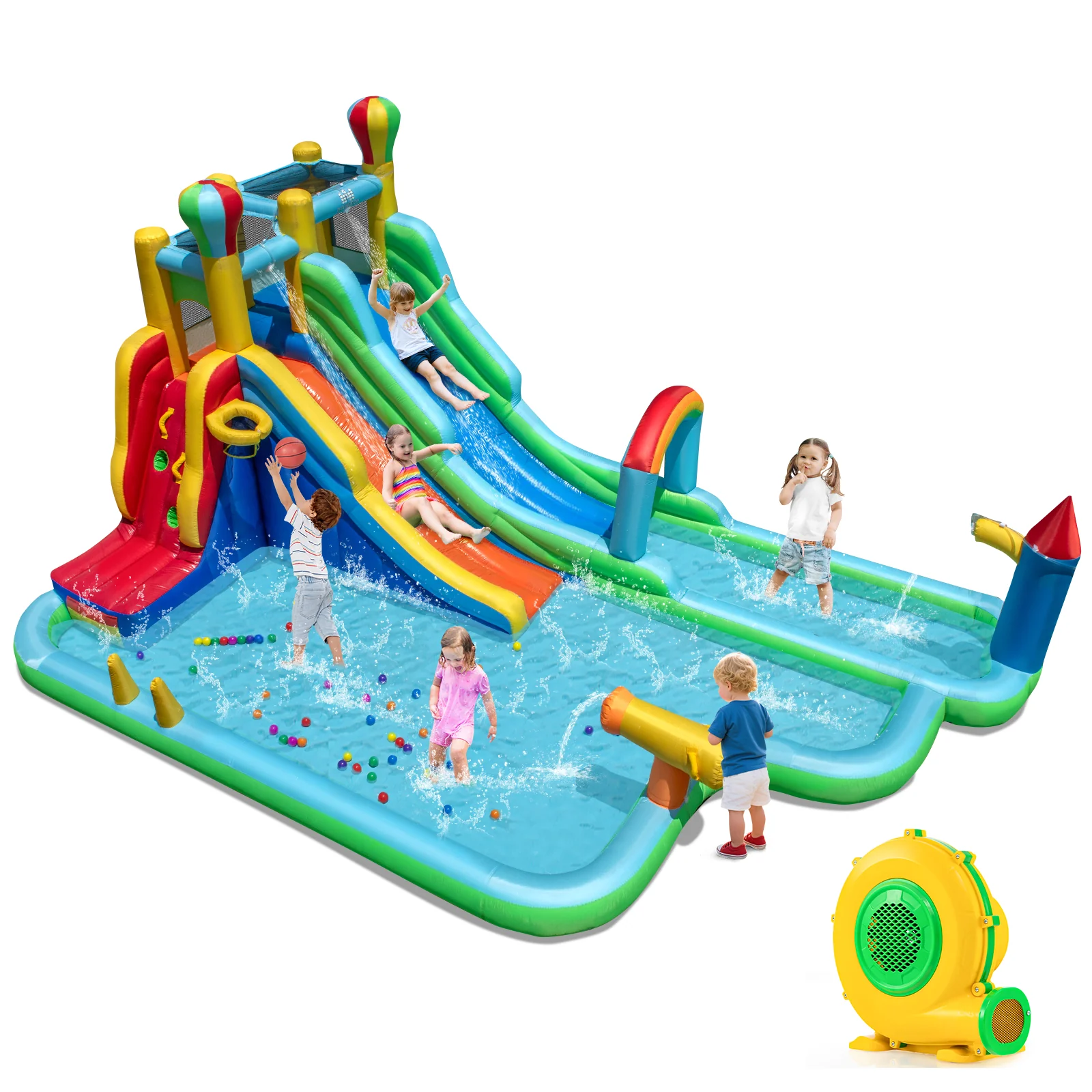 Inflatable Water Slide Park Giant Bounce House with 950W Blower - Image 4
