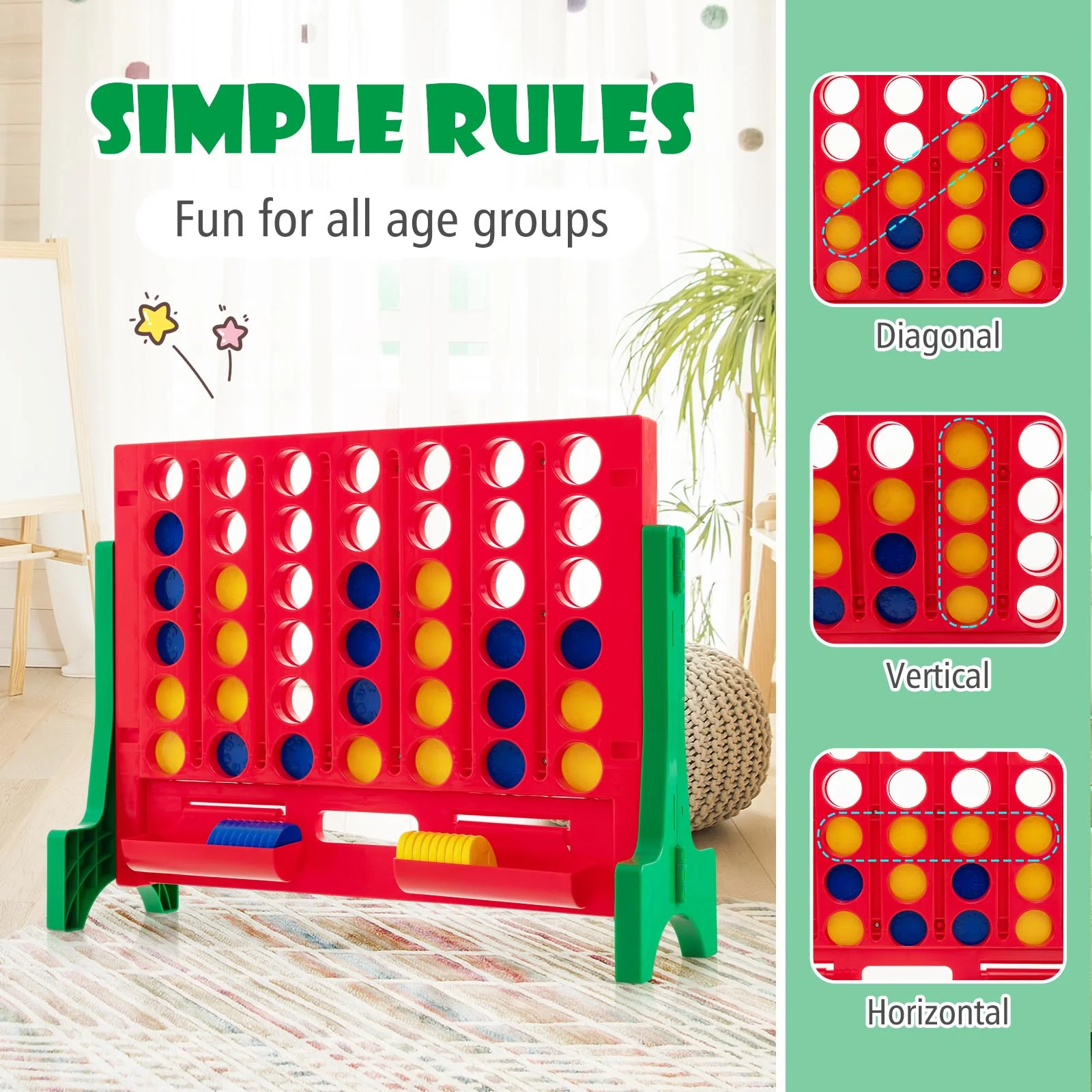 Jumbo 4-to-Score Connect Game Set with Carrying Bag and 42 Coins - Image 23