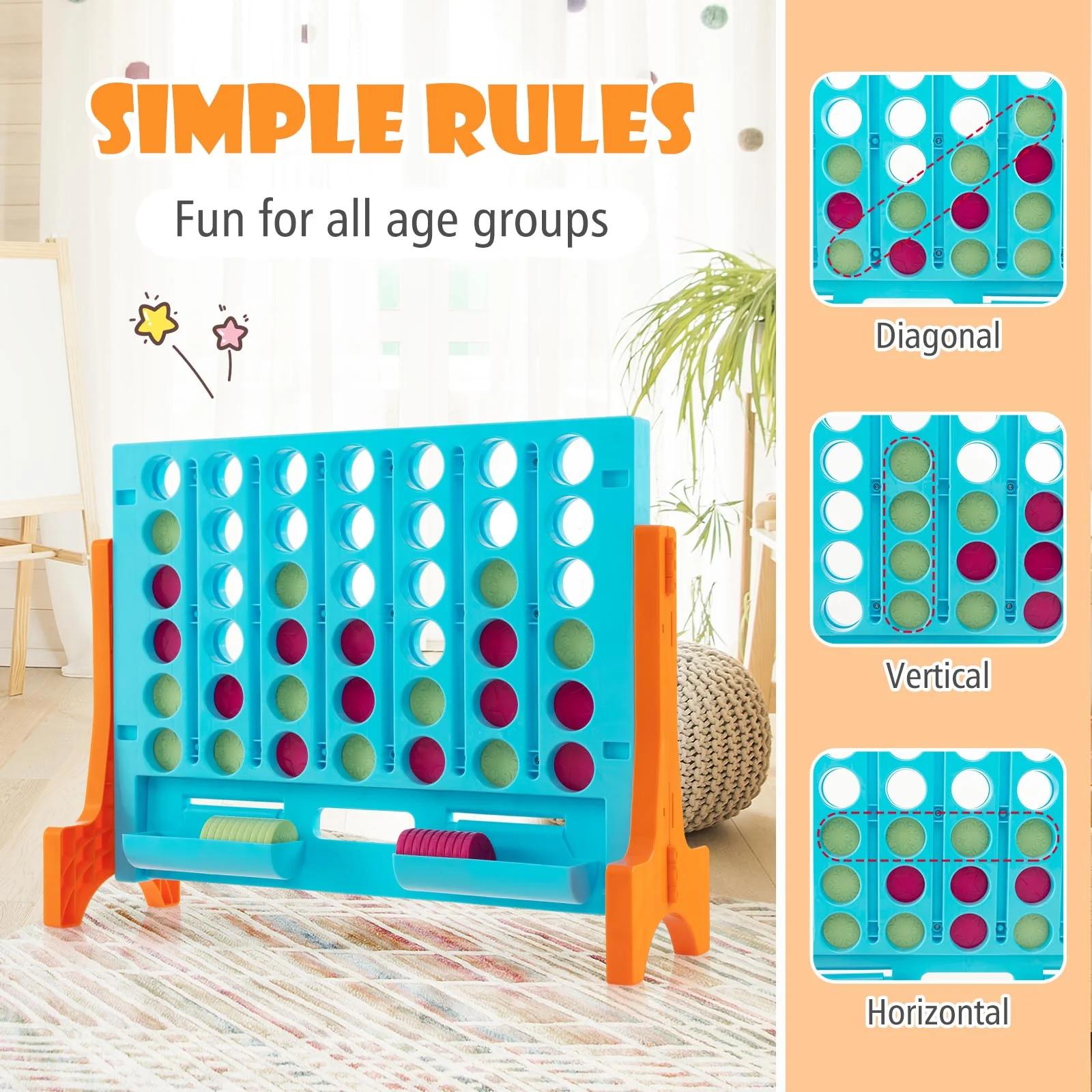 Jumbo 4-to-Score Connect Game Set with Carrying Bag and 42 Coins - Image 31