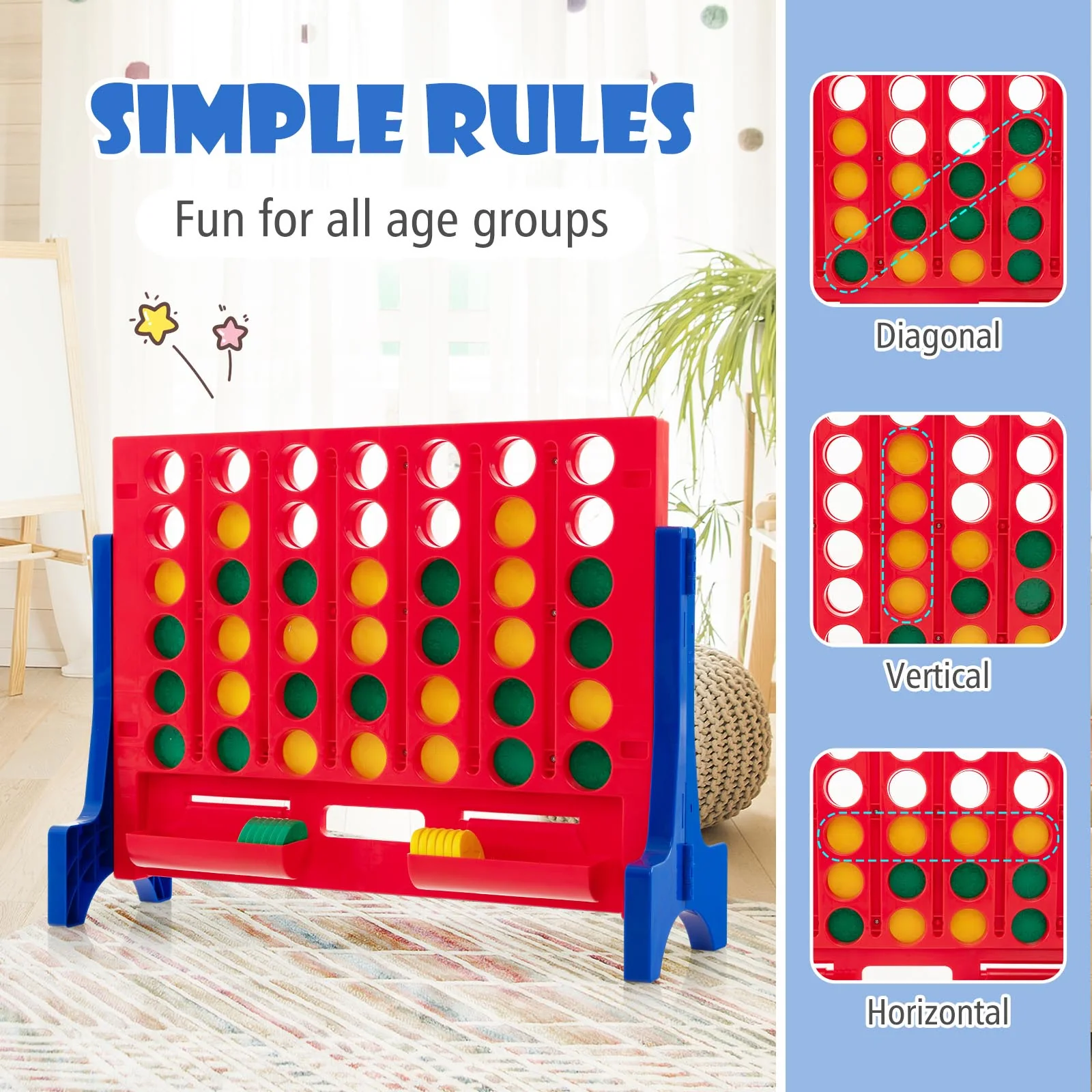 Jumbo 4-to-Score Connect Game Set with Carrying Bag and 42 Coins - Image 7