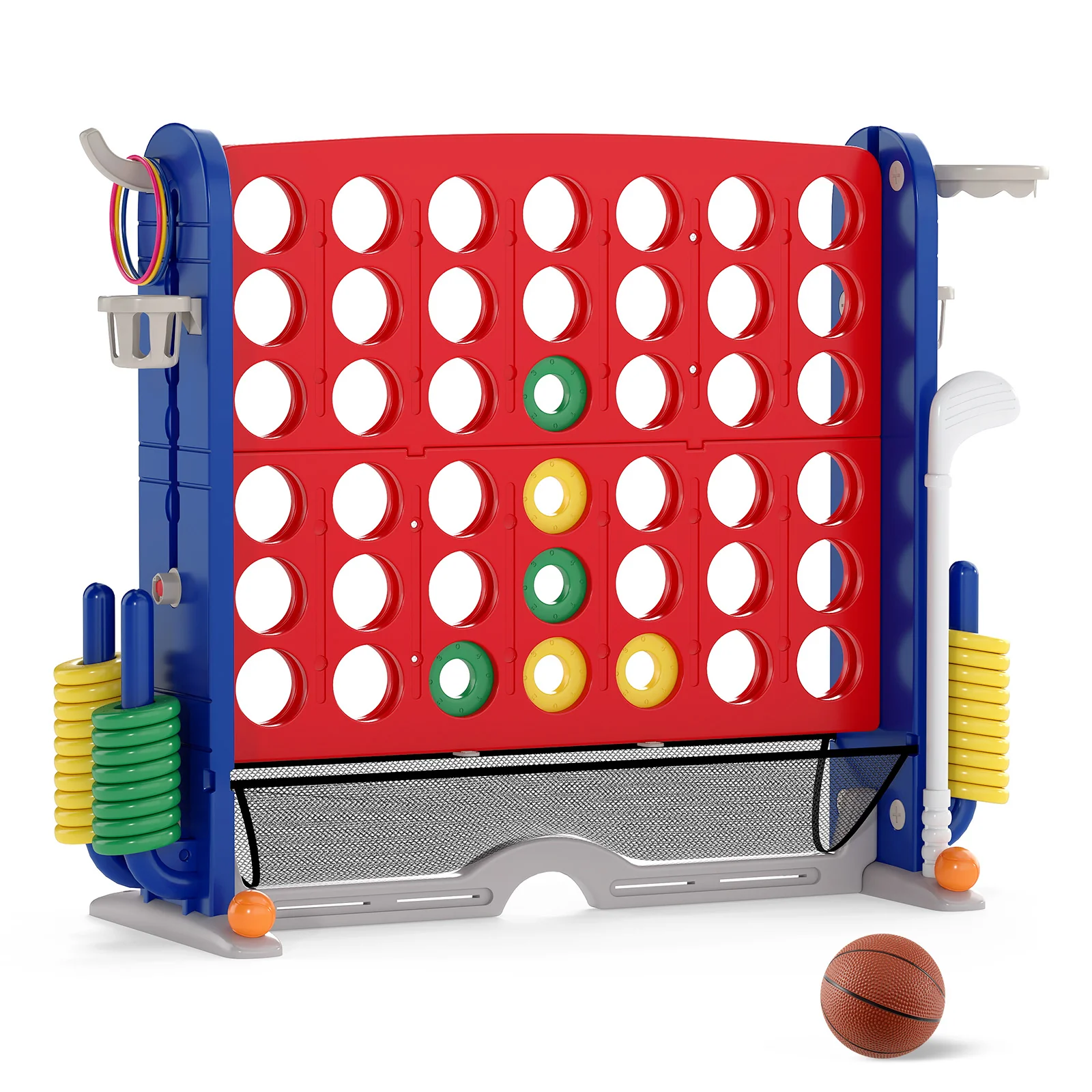 Jumbo 4-to-Score Game with Ring-toss and Basketball Hoop - Image 27