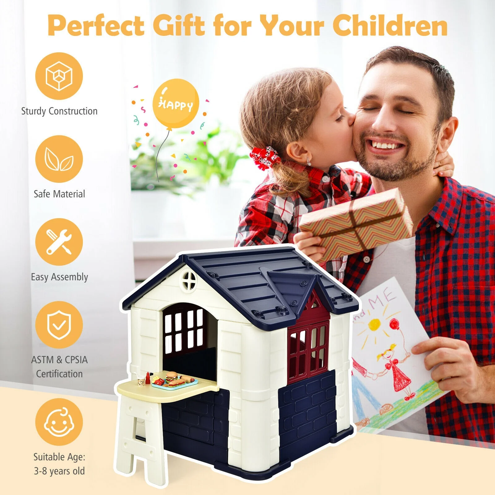 Kid’s Playhouse Pretend Toy House For Boys and Girls 7 Pieces Toy Set - Image 5