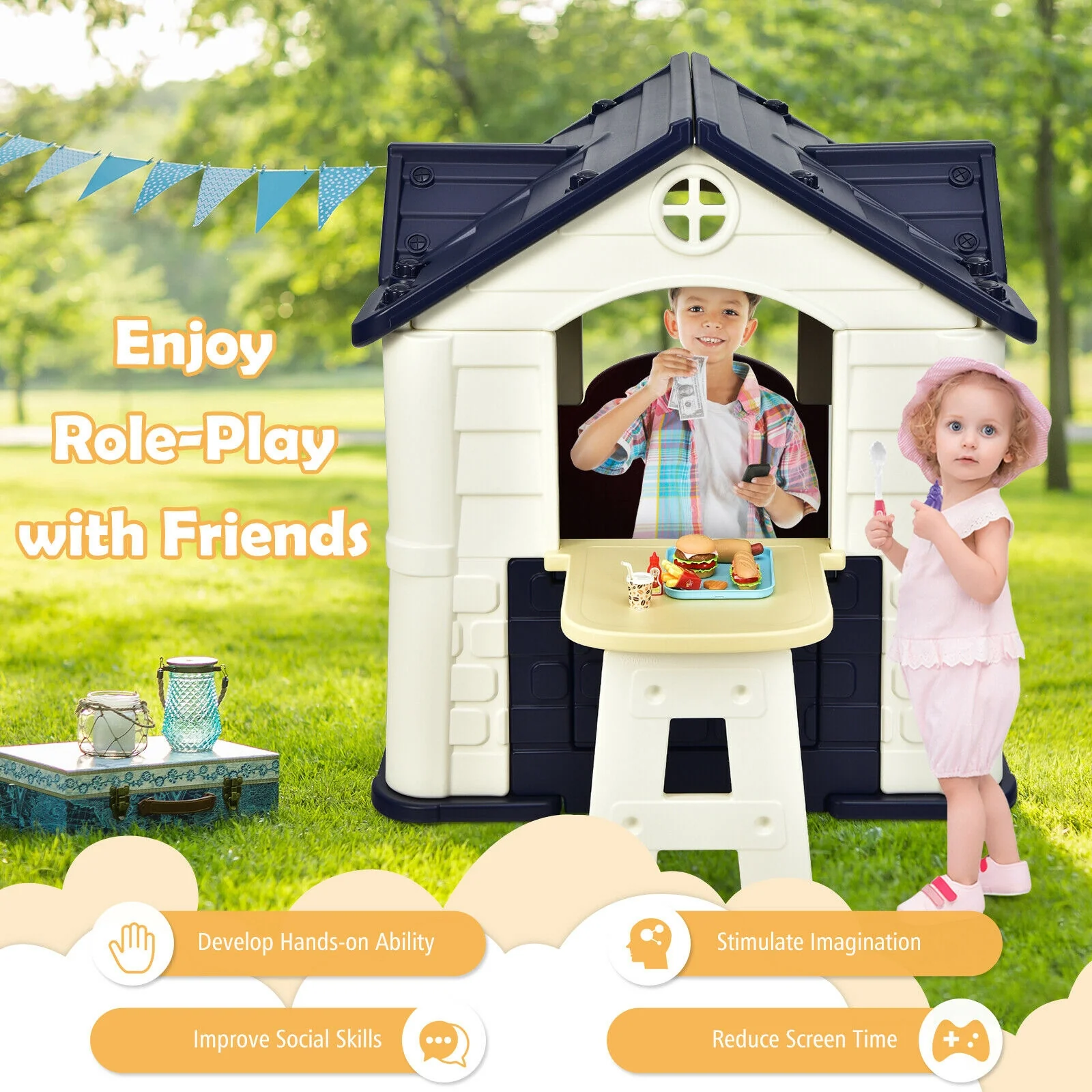 Kid’s Playhouse Pretend Toy House For Boys and Girls 7 Pieces Toy Set - Image 8