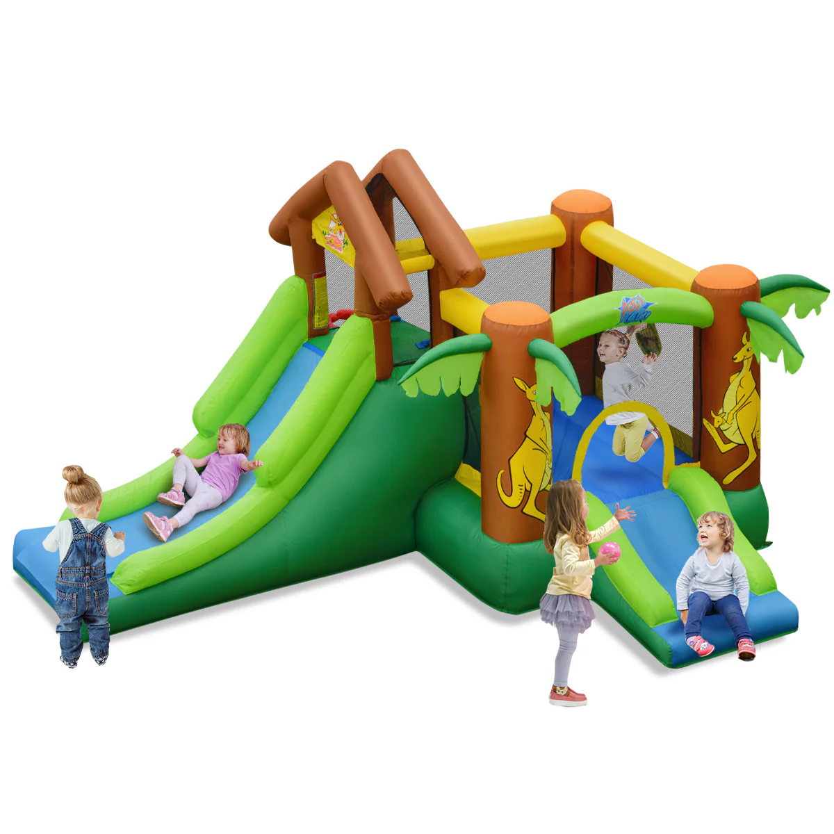 Kids Inflatable Jungle Bounce House Castle with 680W Blower - Image 4