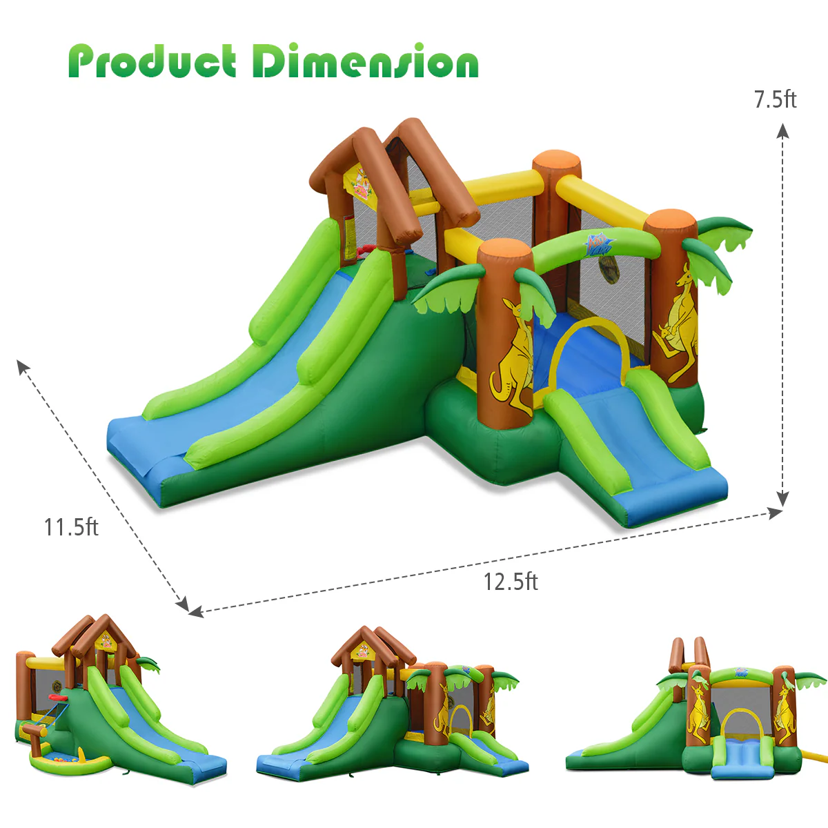 Kids Inflatable Jungle Bounce House Castle with 680W Blower - Image 5