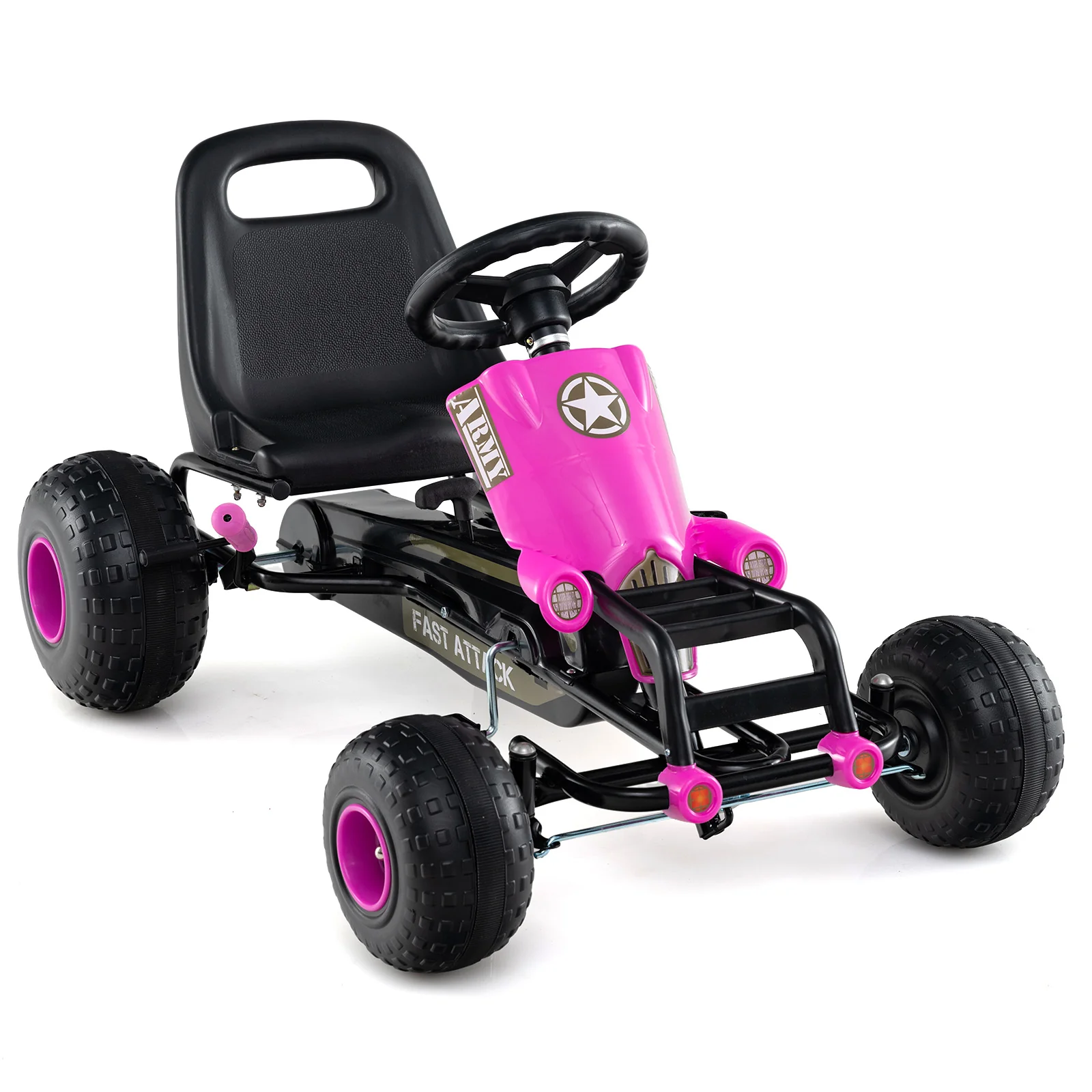 Kids Pedal Go Kart with Steering Wheel and Gear Shifter and Handbrake - Image 5