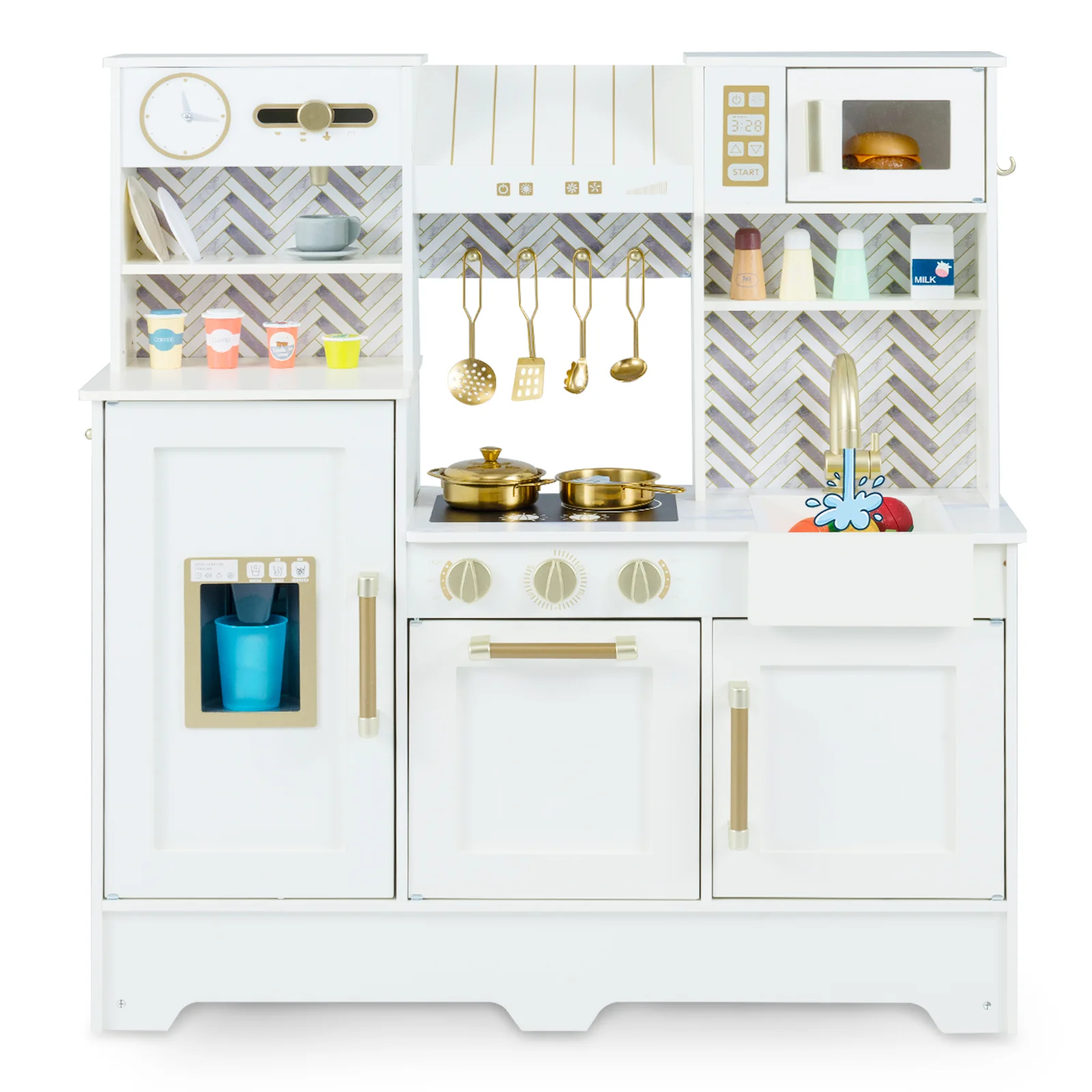 Kids Play Kitchen with Stoves and Faucet for Girls Boys Aged 3-6 - Image 3