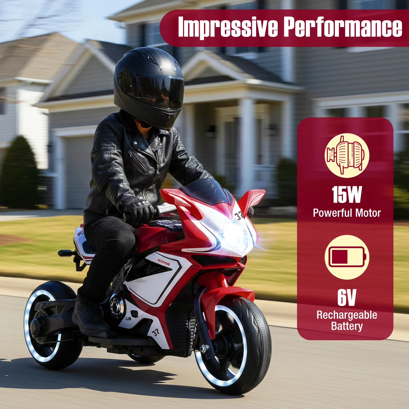 Kids Ride on Motorcycle 6V Battery Powered Mini Electric Motorbike with LED Lights - Image 30
