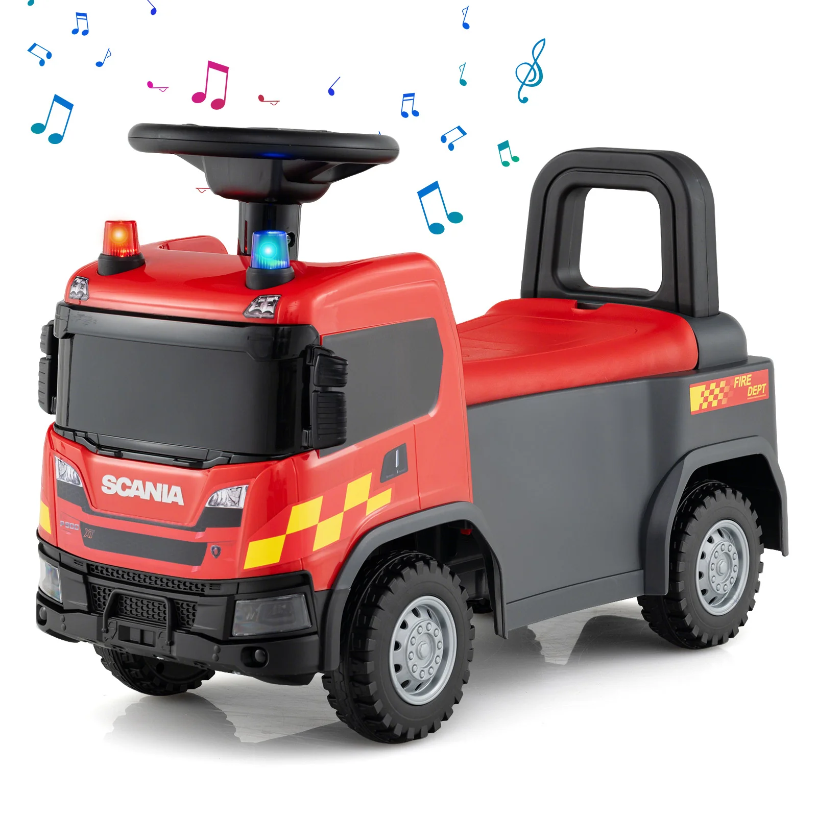 Kids Ride On Push Car Licensed SCANIA Truck Toy with Steering Wheel and Music - Image 3
