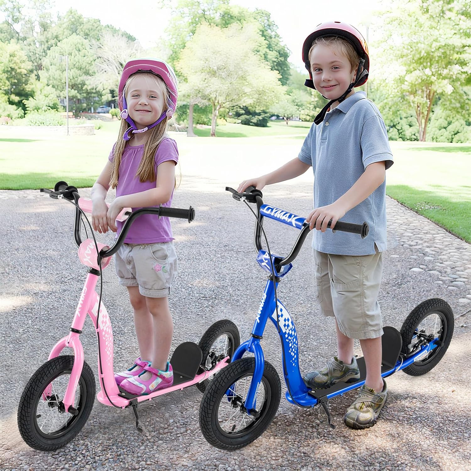 Kids Scooter Youth Kick Scooter with Adjustable Height Handlebar 12-Inch Inflatable Wheels - Image 6