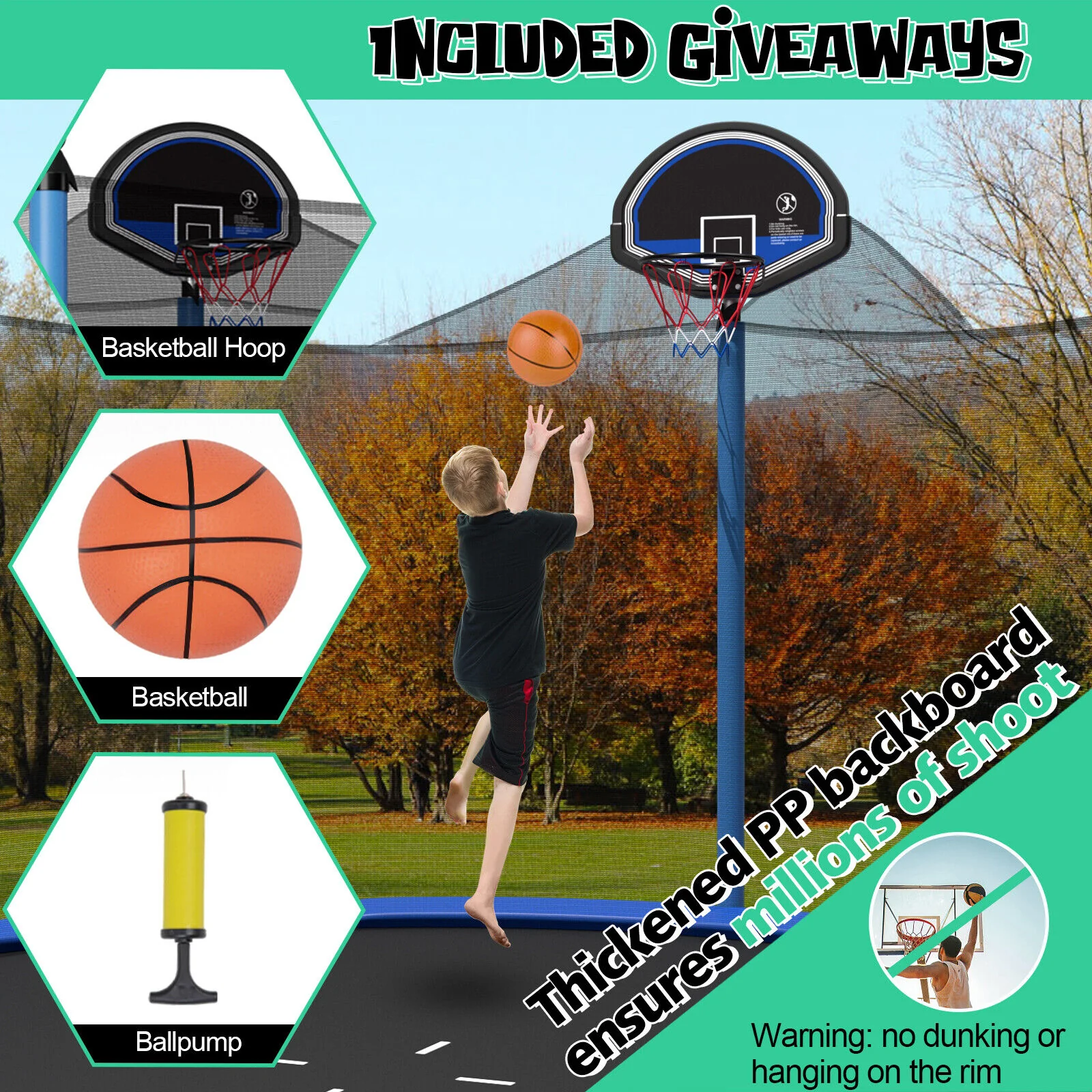 Outdoor Recreational Trampoline with Ladder and Enclosure Net - Image 14