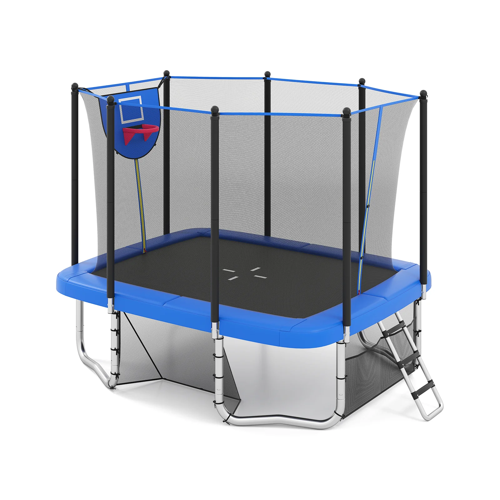Rectangle Outdoor Trampoline 10 x 8 FT Heavy-Duty Trampoline with Basketball Hoop - Image 3