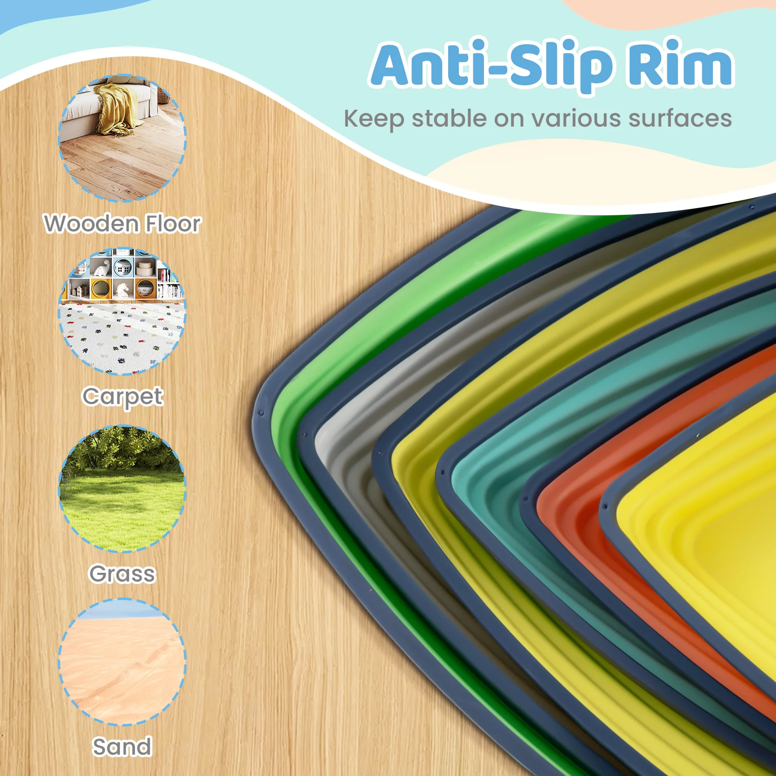 Set of 6 Stepping Stones for Kids Non-Slip Balance Stones with Storage Bag - Image 8