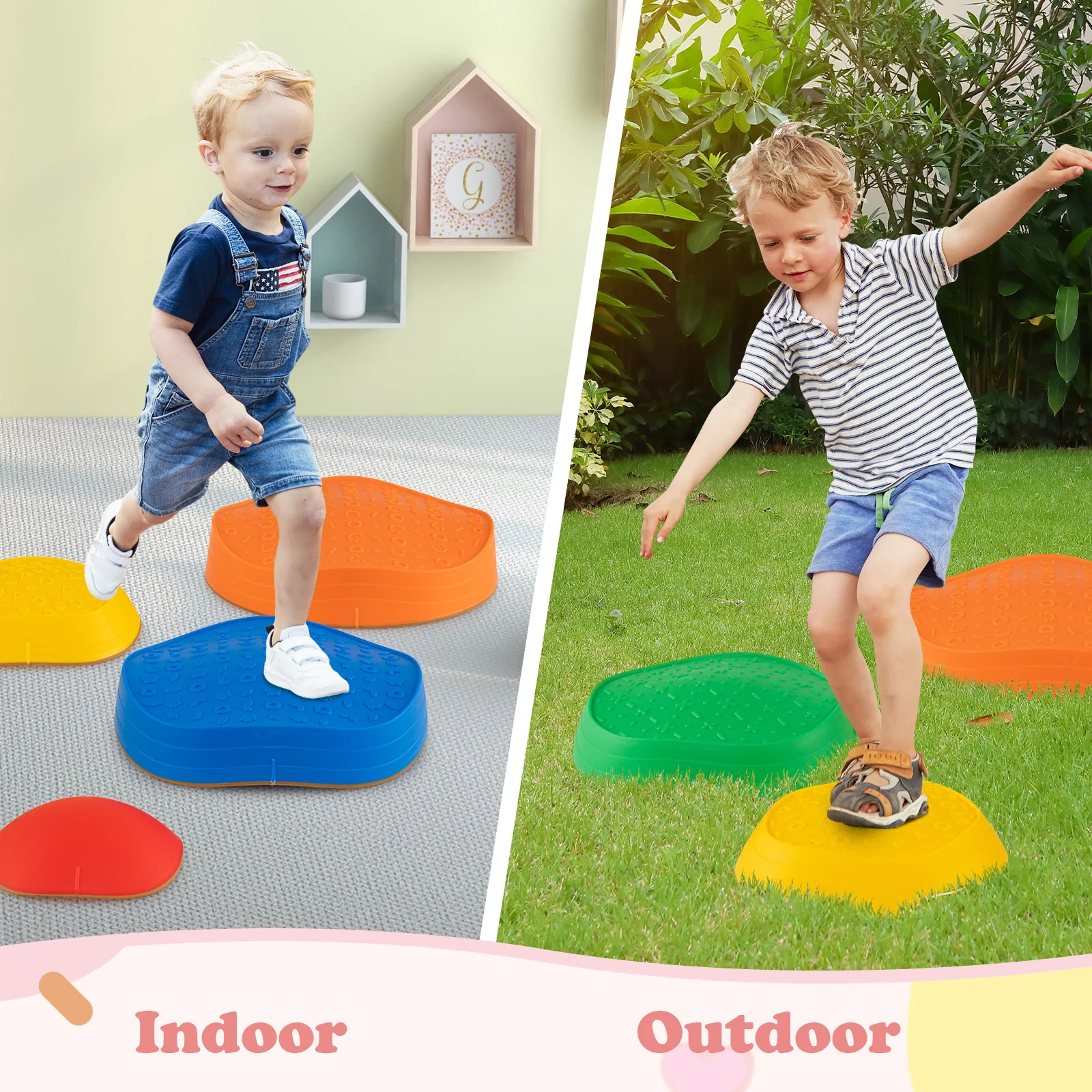 Stepping Stones for Kids 5 PCS Non-Slip Balance Stones with Storage Bag - Image 16