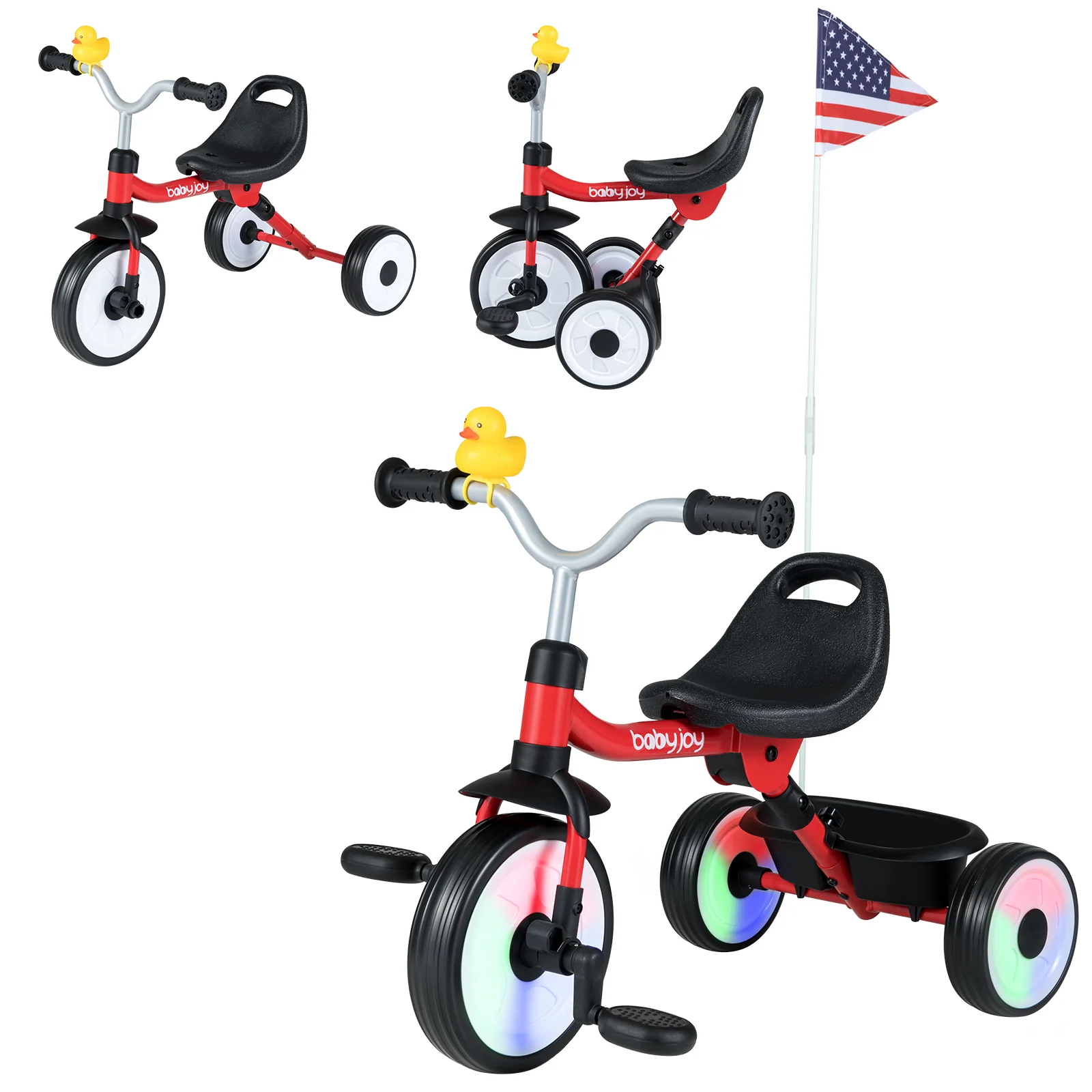Toddler Tricycle with 3-Position Seat and Storage Basket for Kids - Image 19