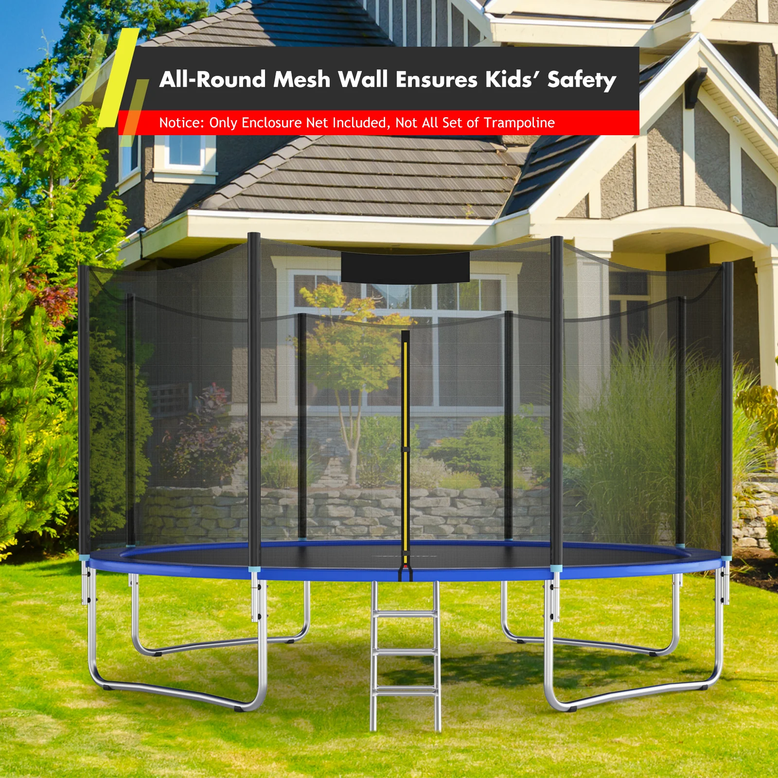 Trampoline Replacement Protection Enclosure Net with Zipper - Image 6