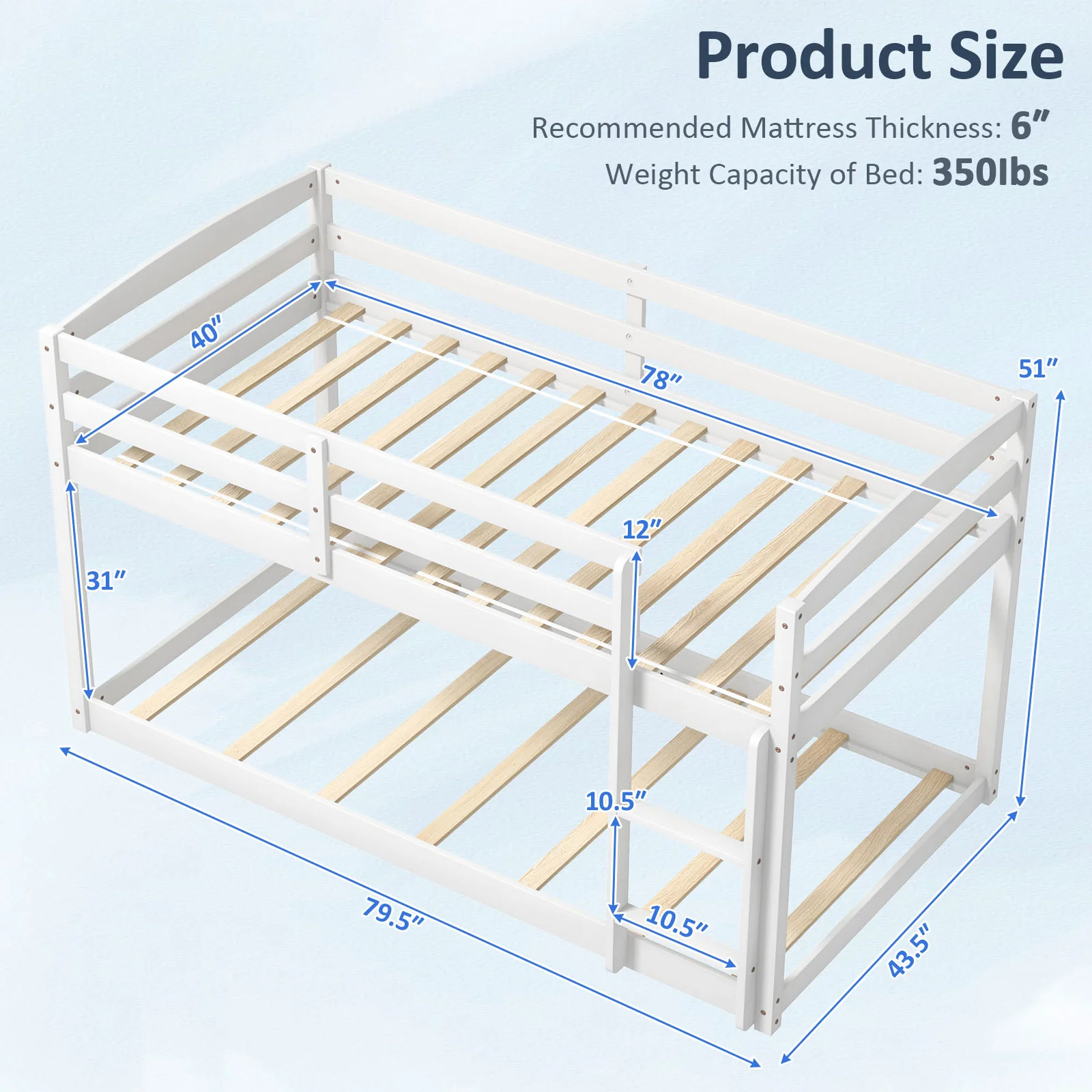 Twin Size Bunk Bed with High Guardrails and Integrated Ladder - Image 13