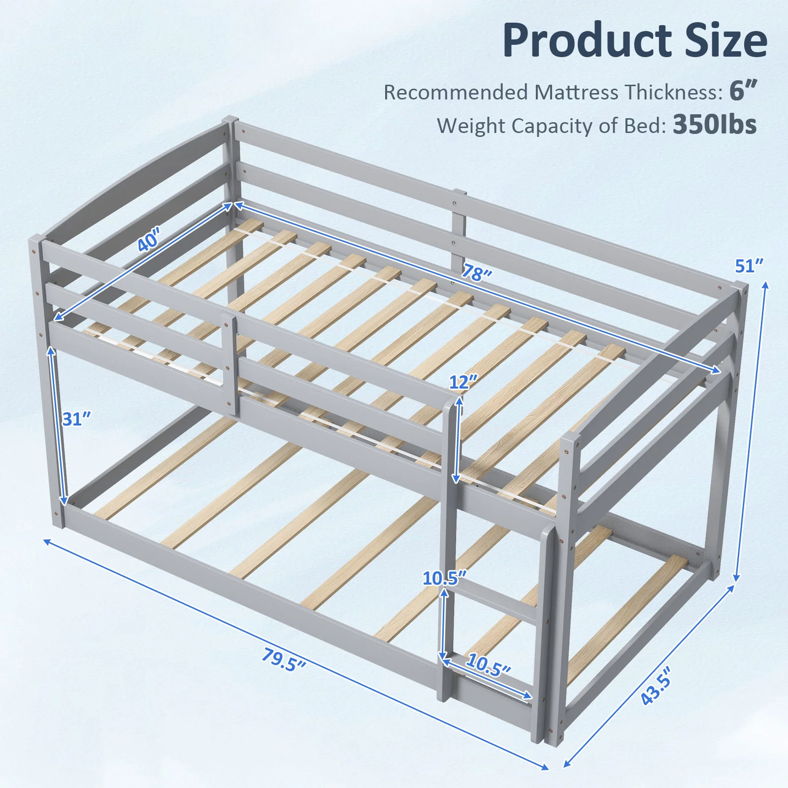 Twin Size Bunk Bed with High Guardrails and Integrated Ladder - Image 5